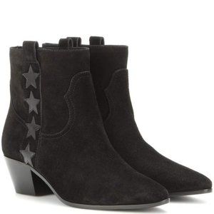 🖤YSL🖤 SAINT LAURENT "Wyatt" Black Calfskin Western Booties with Stars